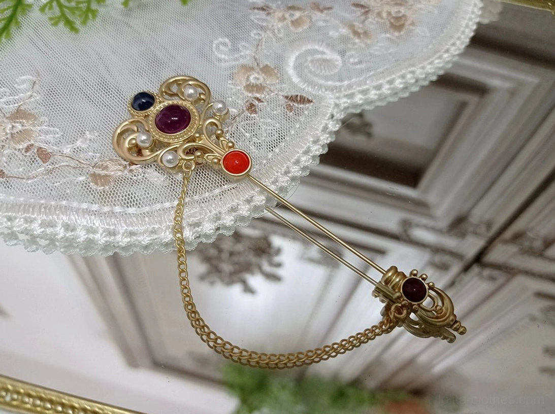 complete-lolita-brooch-collection-display-all-variants-ribbon-bows-cross-brooch-needle-pins-colorway-showcase