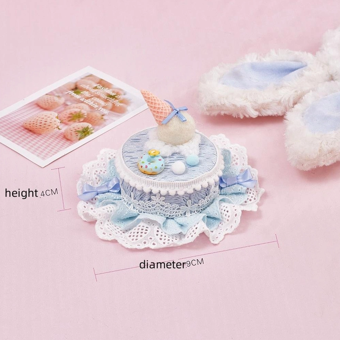 Complete view of sweet Lolita cake hair clip in all four available colors with comprehensive decorative design showcase