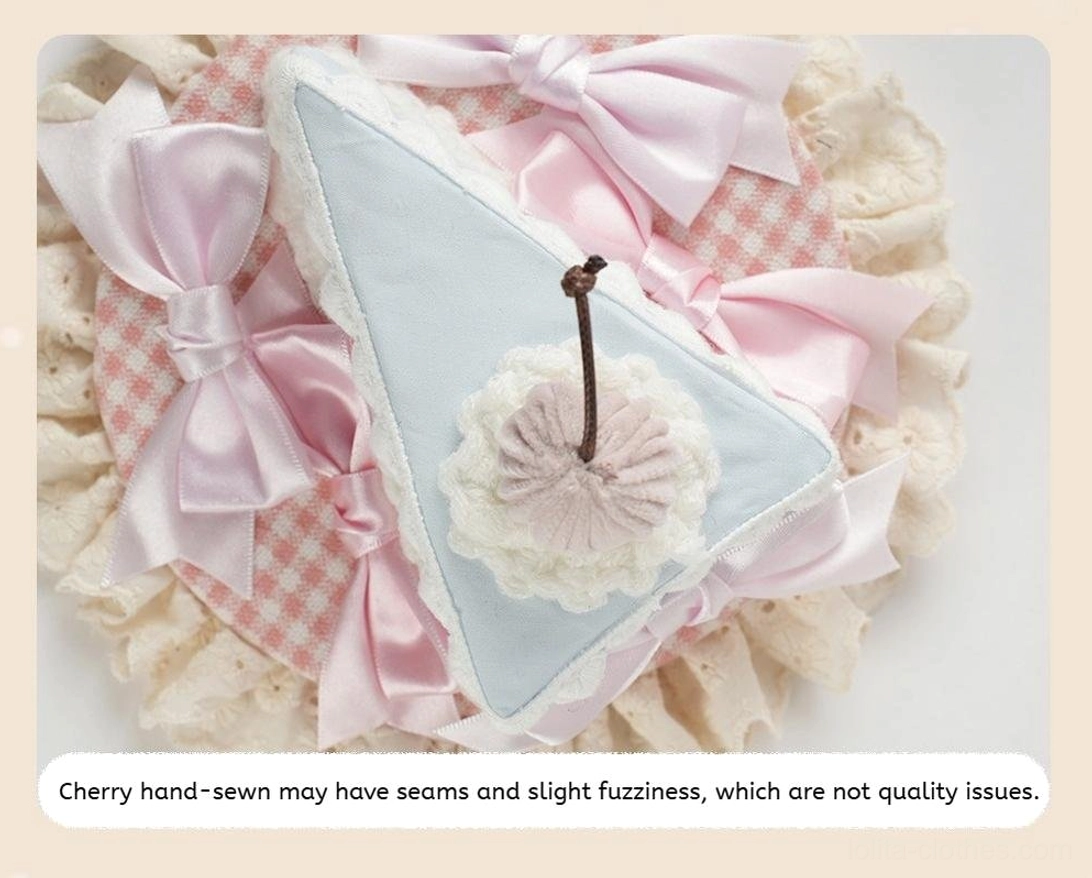 Complete sweet lolita headdress accessory collection with multiple headband, top hat, and fascinator options in coordinated pastel color scheme and whimsical cake themes