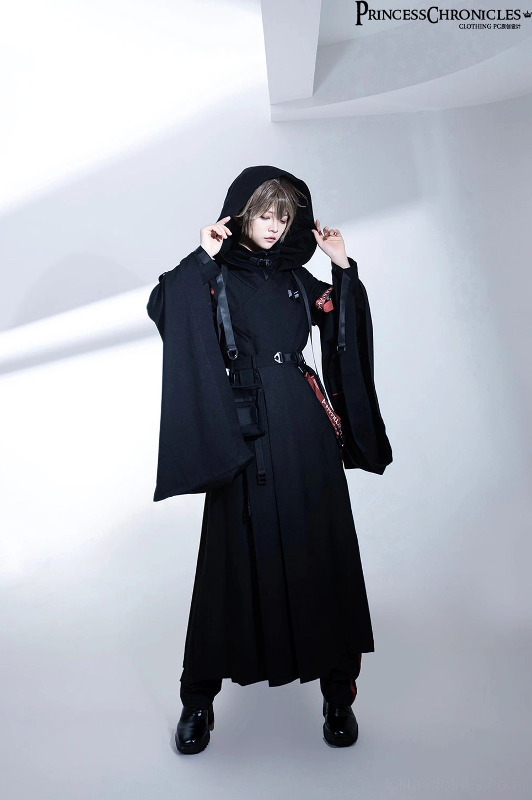 Complete techwear ensemble styling guide showing skirt shorts coordinates and accessory pairing