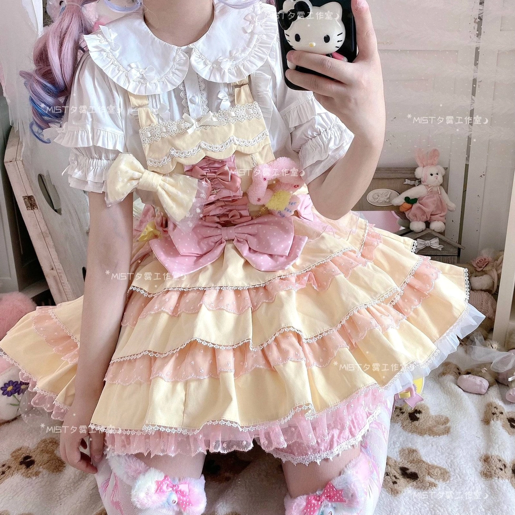 Model wearing condensed milk lolita blouse at anime convention showing festival wear and community styled coordinate