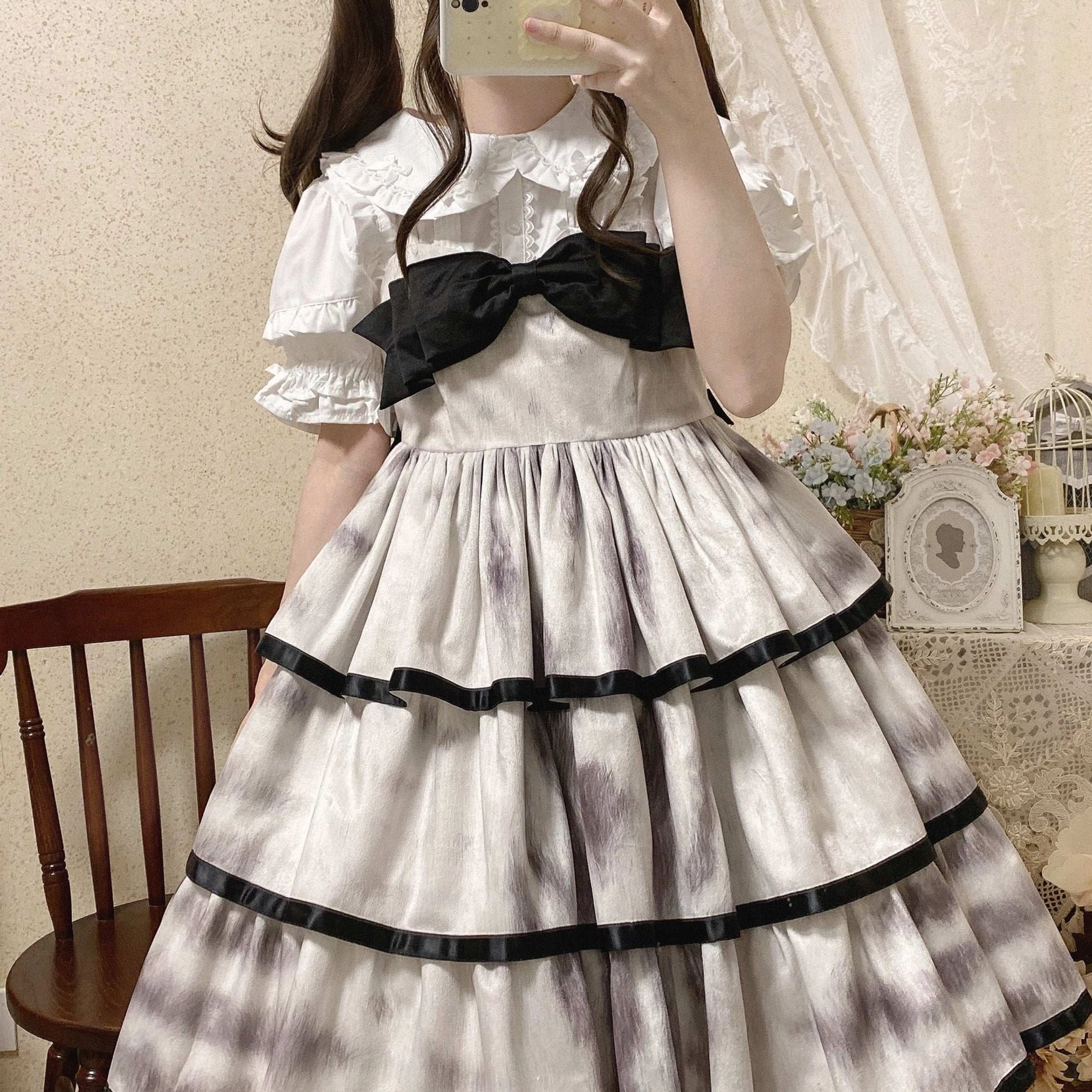 Condensed milk lolita blouse layering options showing versatility with different skirts and accessories for varied coordinates
