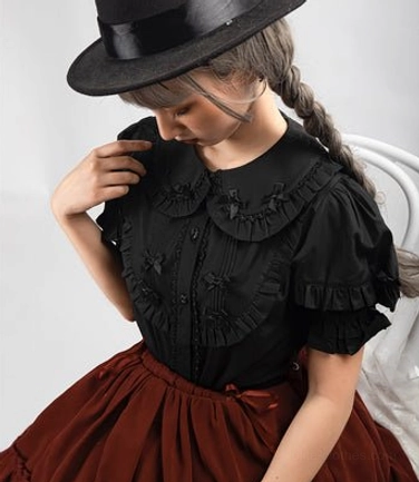 Condensed milk lolita blouse product showcase featuring doll collar embroidery and sweet kawaii design elements close-up details
