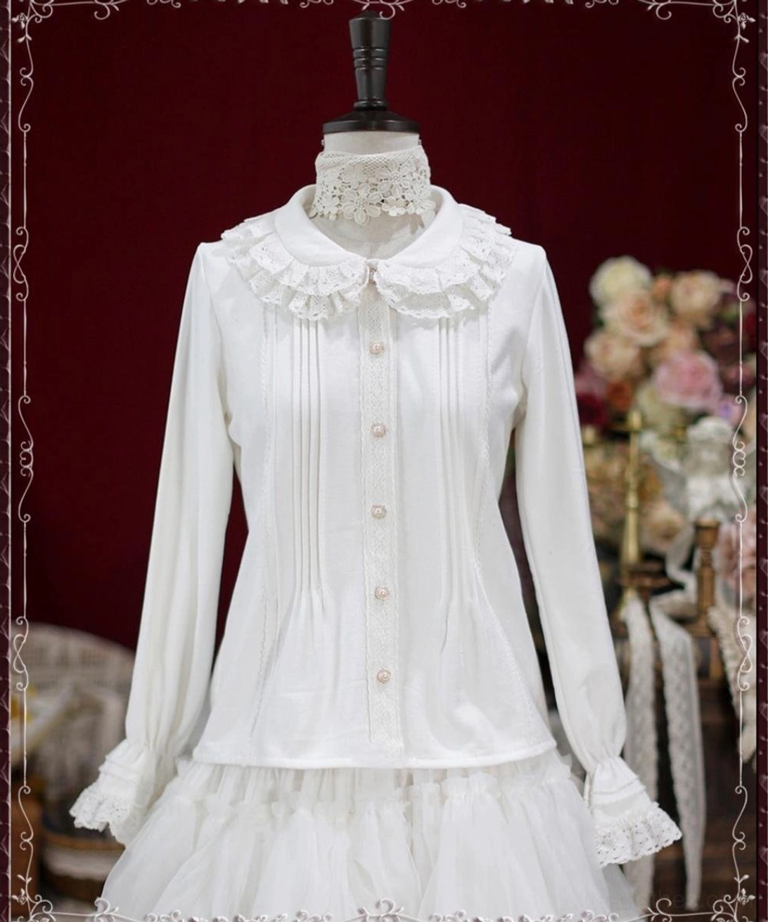 Cotton Lolita blouse fabric composition 96 percent cotton 4 percent polyester breathable material detail