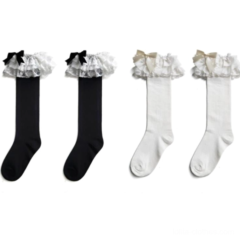 Cotton Lolita bow socks material composition 68 percent cotton 27 percent spandex quality construction durability breathability