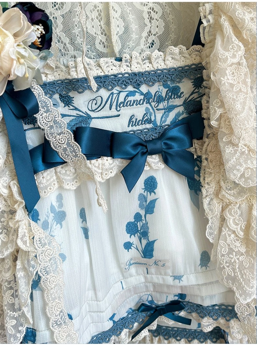 Seasonal styling variation showing country Lolita dress paired with different cardigan and accessory options for spring and autumn wear