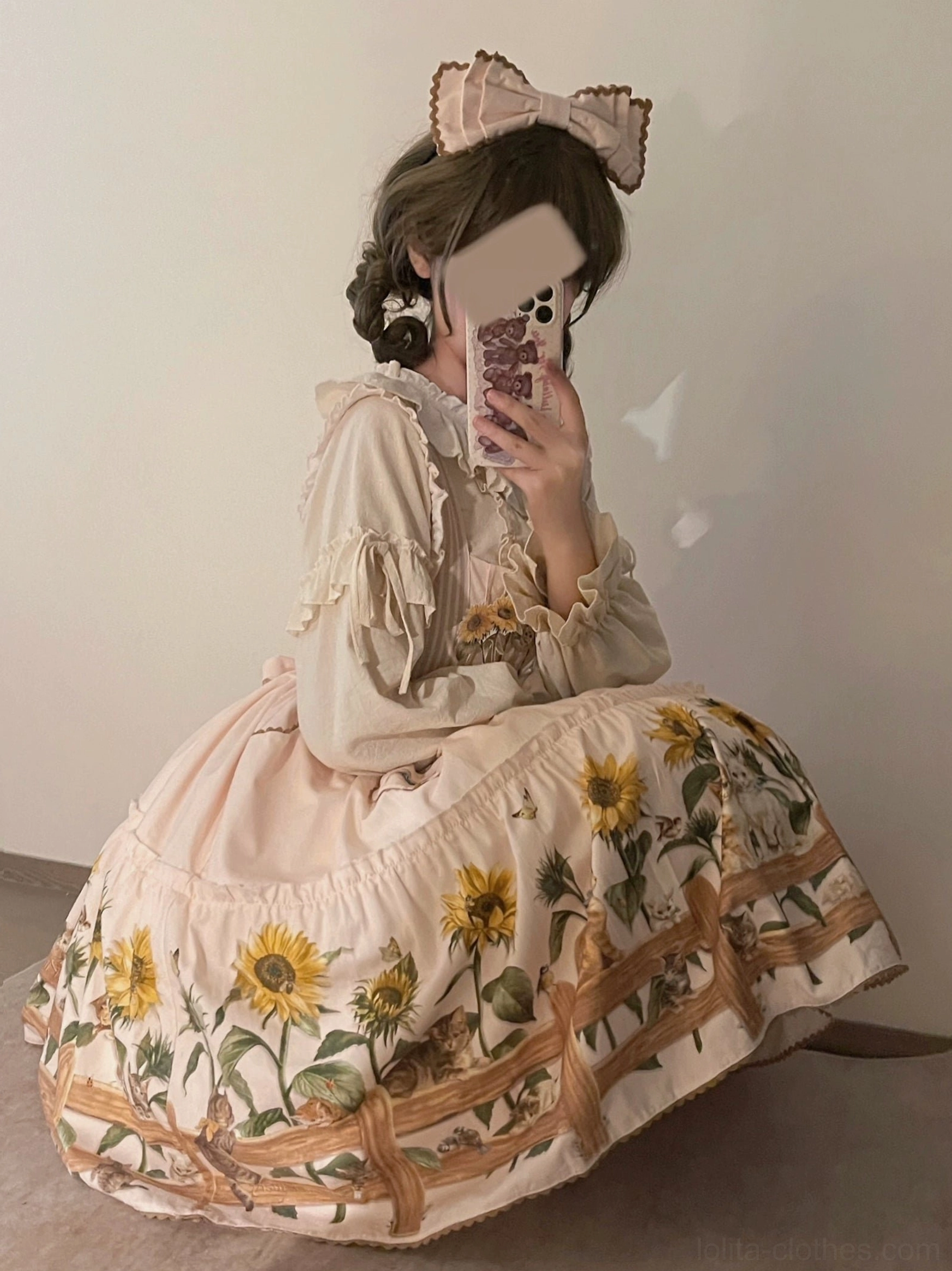 Country lolita dress with layering showing how to wear with coordinating blouse for complete outfit