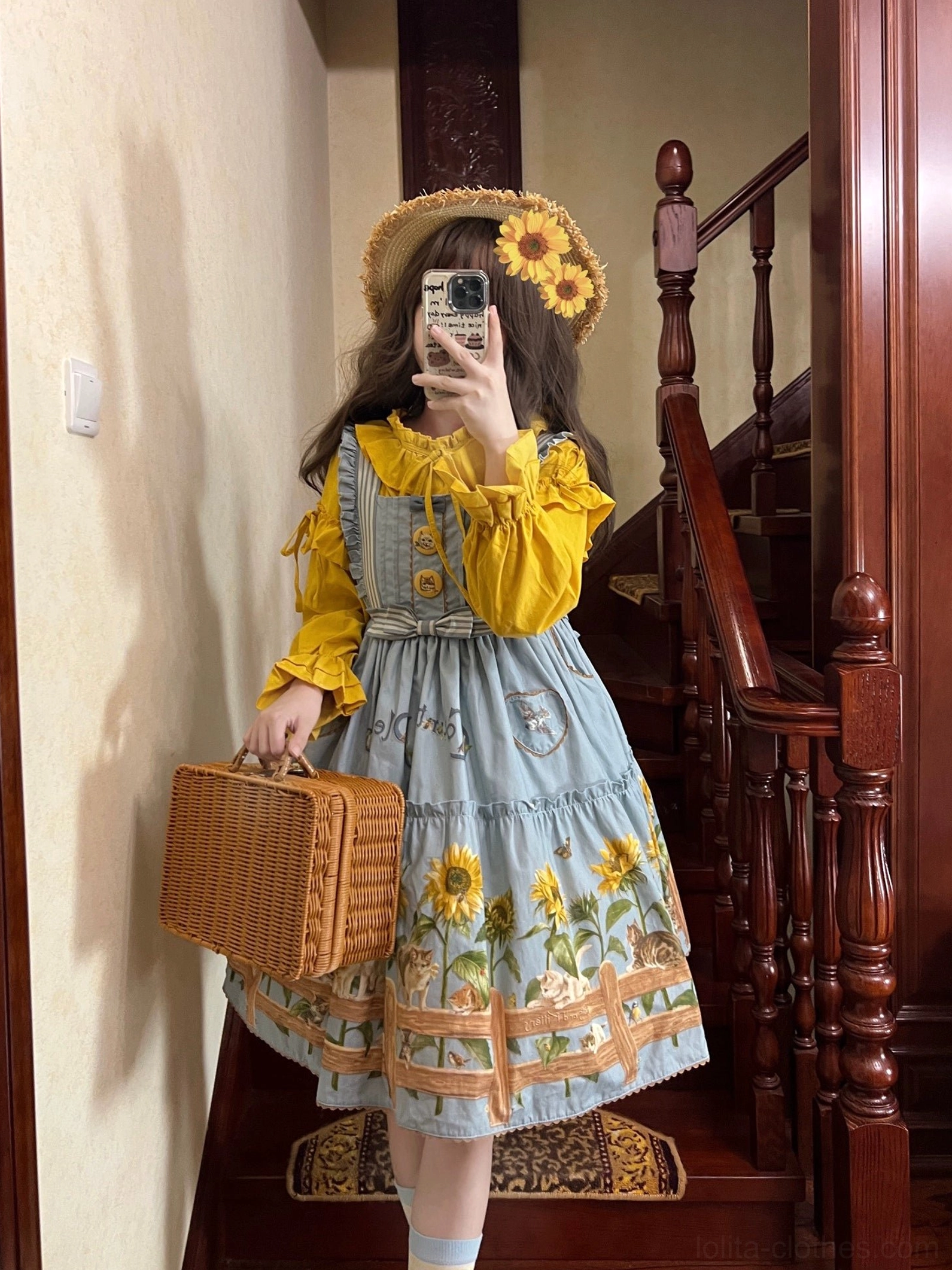 Side pocket detail of country lolita JSK dress showing practical functionality and hidden storage feature