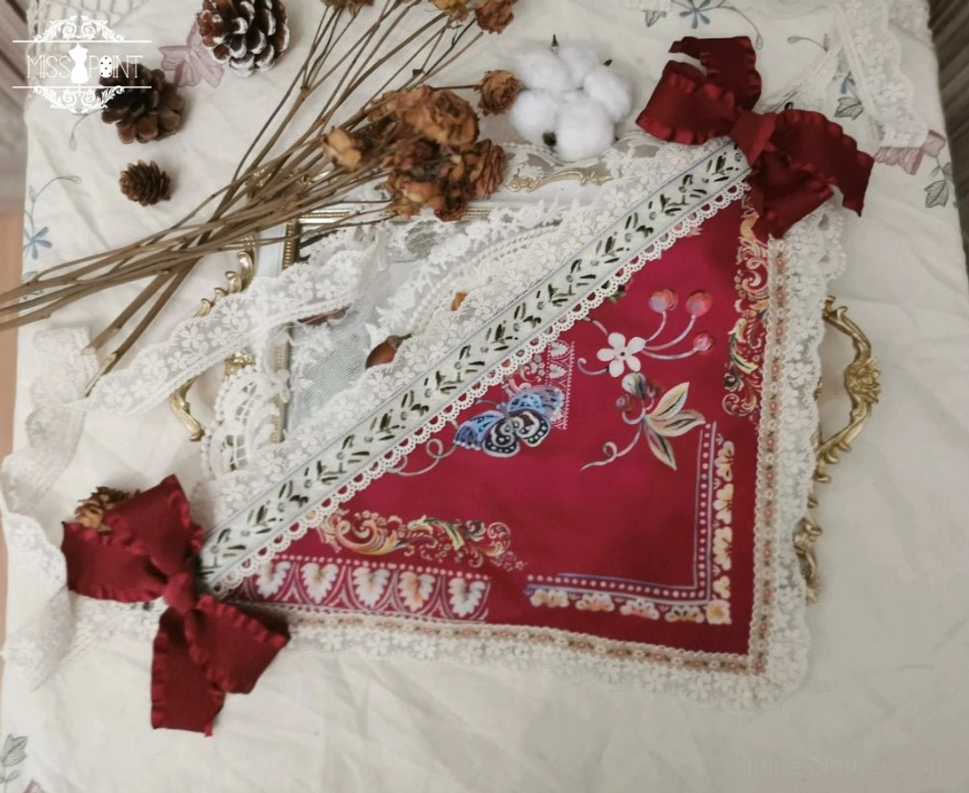 Country lolita square headscarf color swatches pine green red ivory options comparison