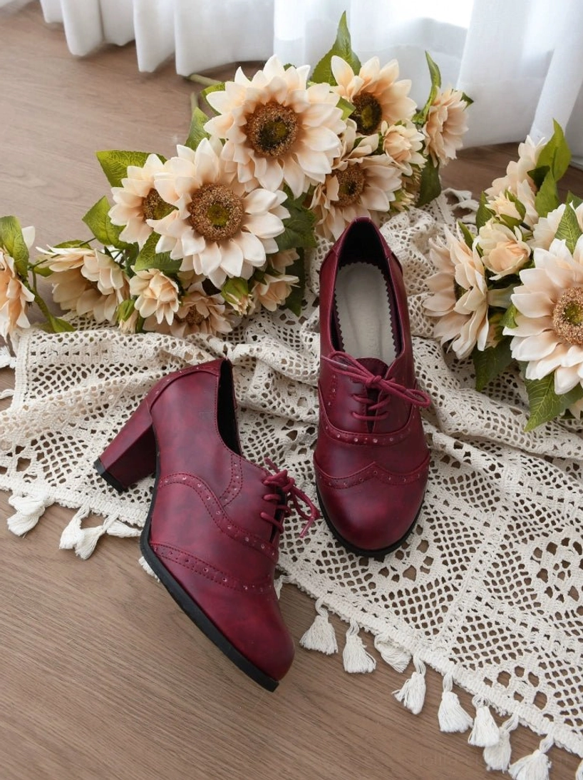 Crazy Horse leather lolita heel shoes aging and patina development showcasing natural material characteristics and timeless aesthetic evolution