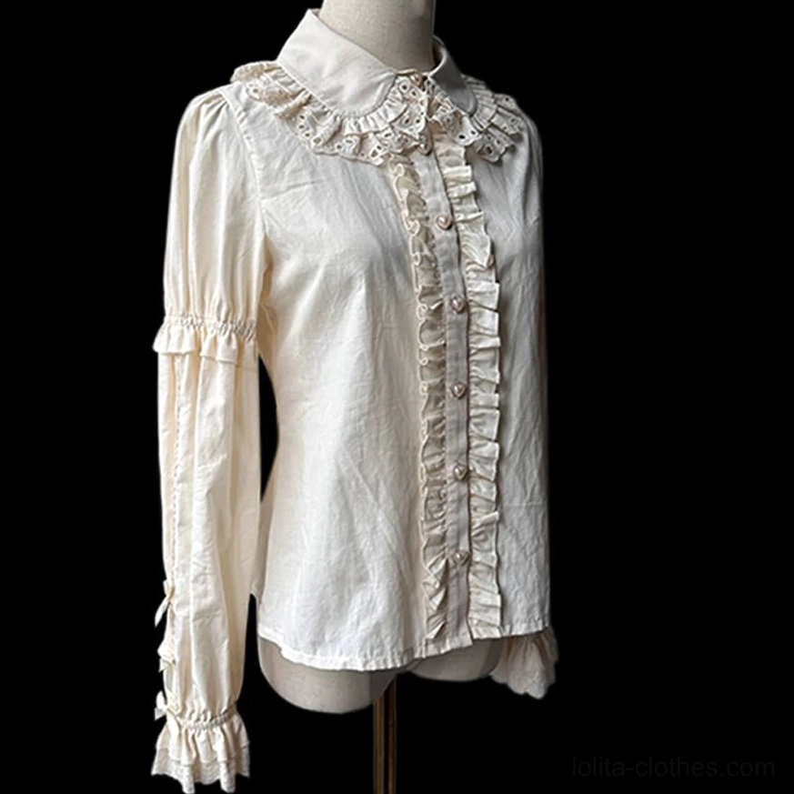 Cream Bud beige coordinating blouse Peter Pan collar standalone product shot for blouse only variant
