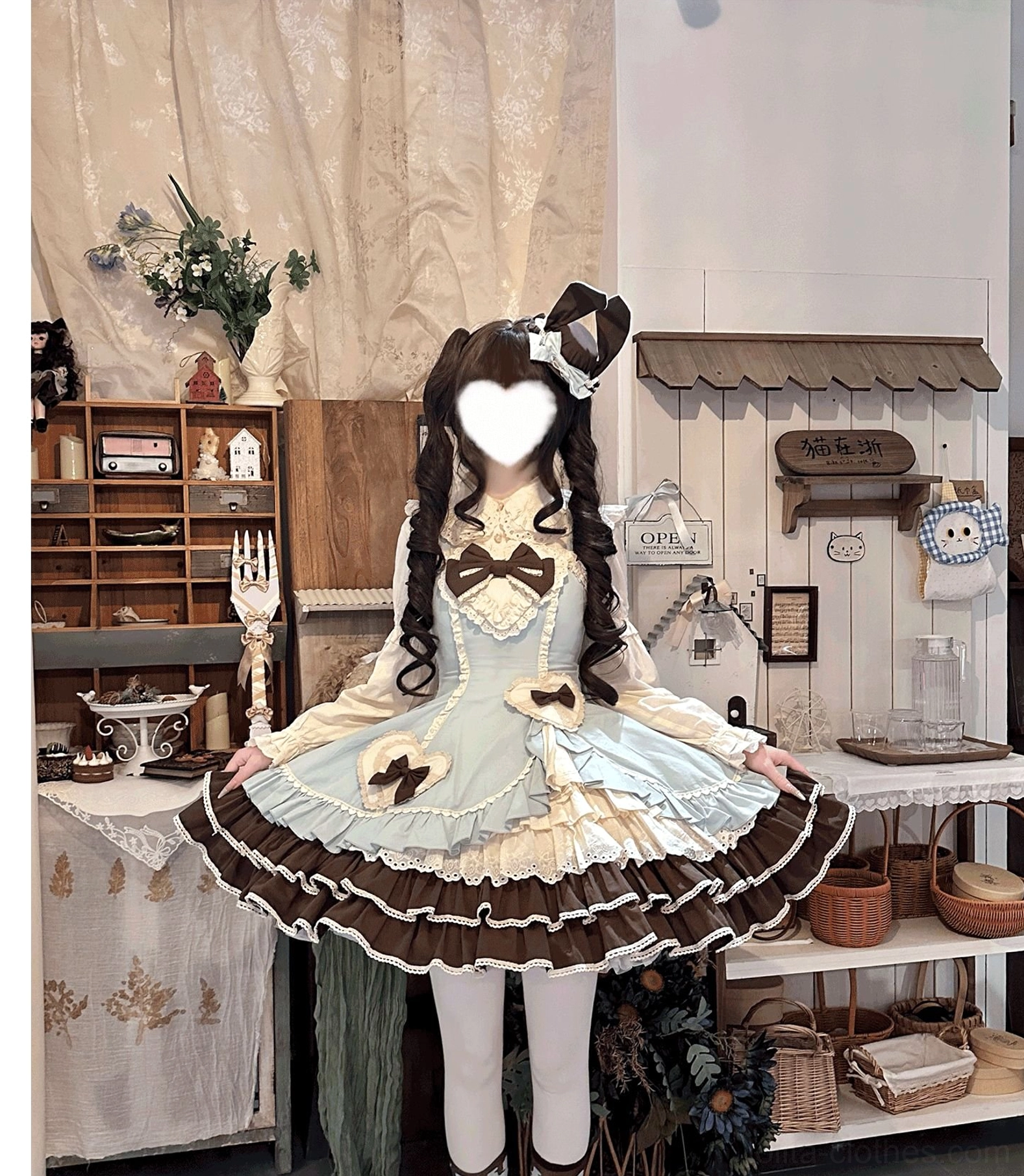 Cream Bud old school lolita JSK care instructions washing hanging storage maintenance guide visual reference