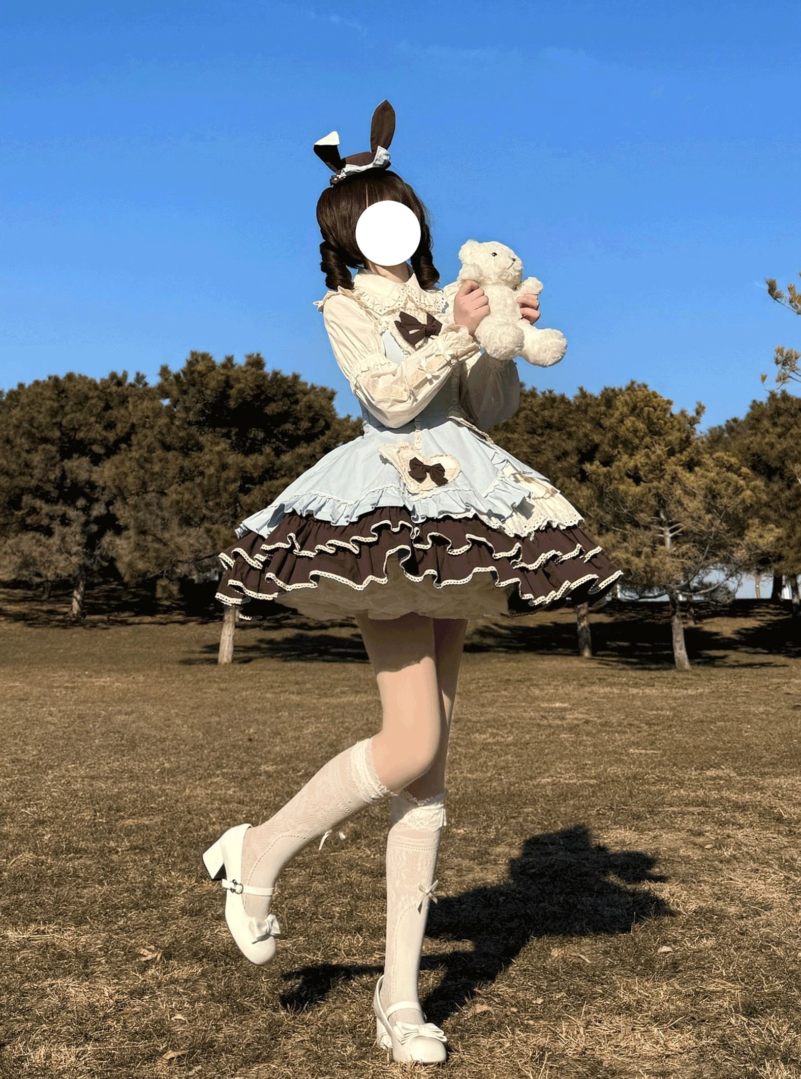 Cream Bud old school lolita JSK fabric swatch and material quality showcase cotton blend polyester options comparison