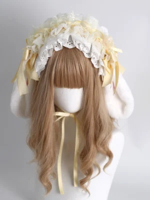 cream-white-eyelet-lace-bunny-ear-lolita-hairband-2-in-1-combination-beige-satin-bows-front-three-quarter-view