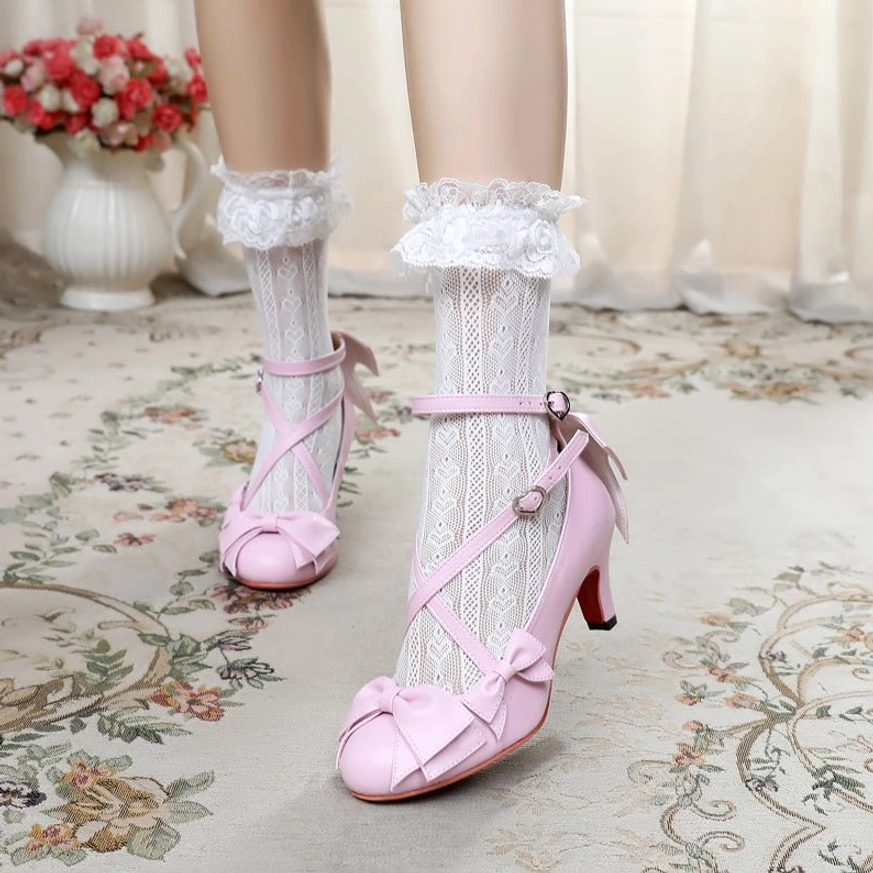 Sweet Lolita cross-strap Mary Jane heels coordinate inspiration with accessories and hair ornaments