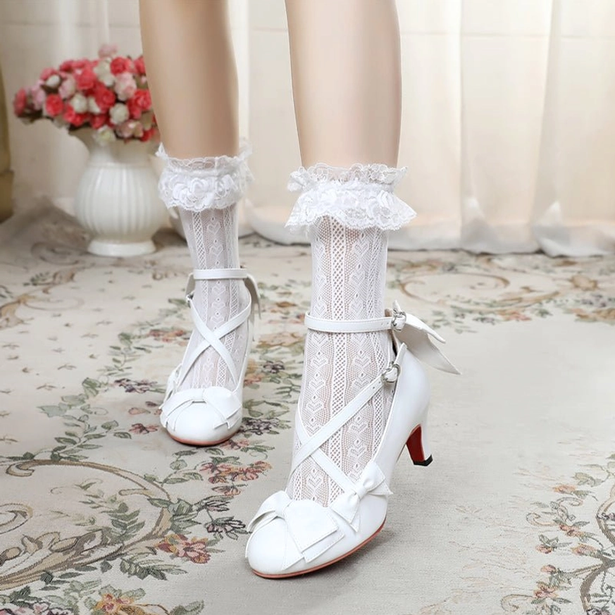 Sweet Lolita cross-strap Mary Jane heels monochromatic color matching with coordinate and accessories
