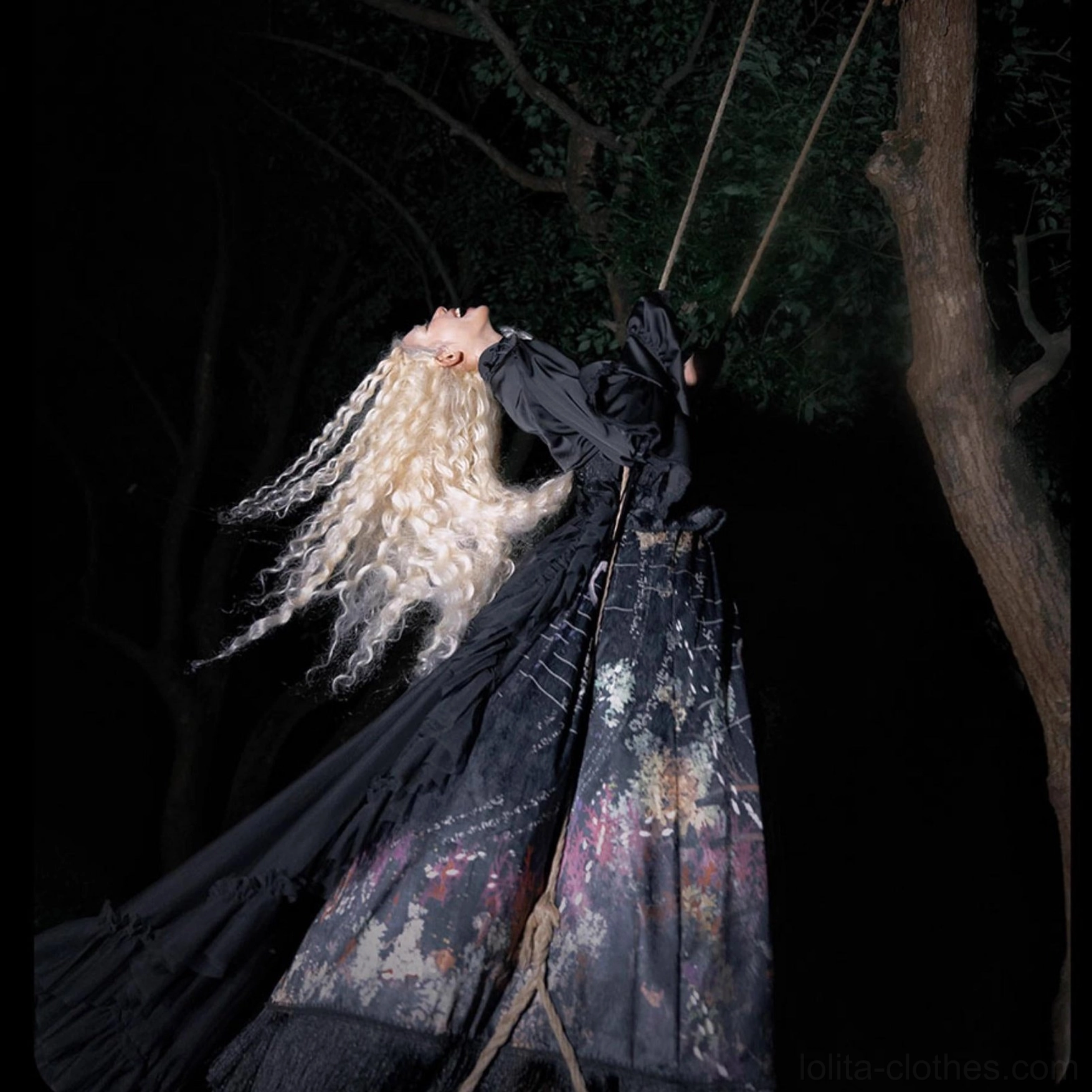Cthulhu Gothic Lolita complete full set outfit assembly all components shirt skirt waist cincher trailing veil accessories flower neckband