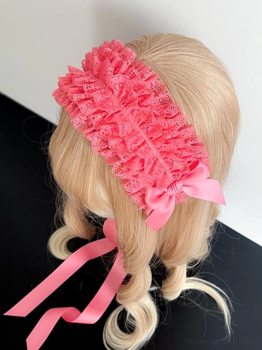 Customizable color option lace KC headdress displayed, representing bespoke selection possibilities for personalized lolita coordinate matching