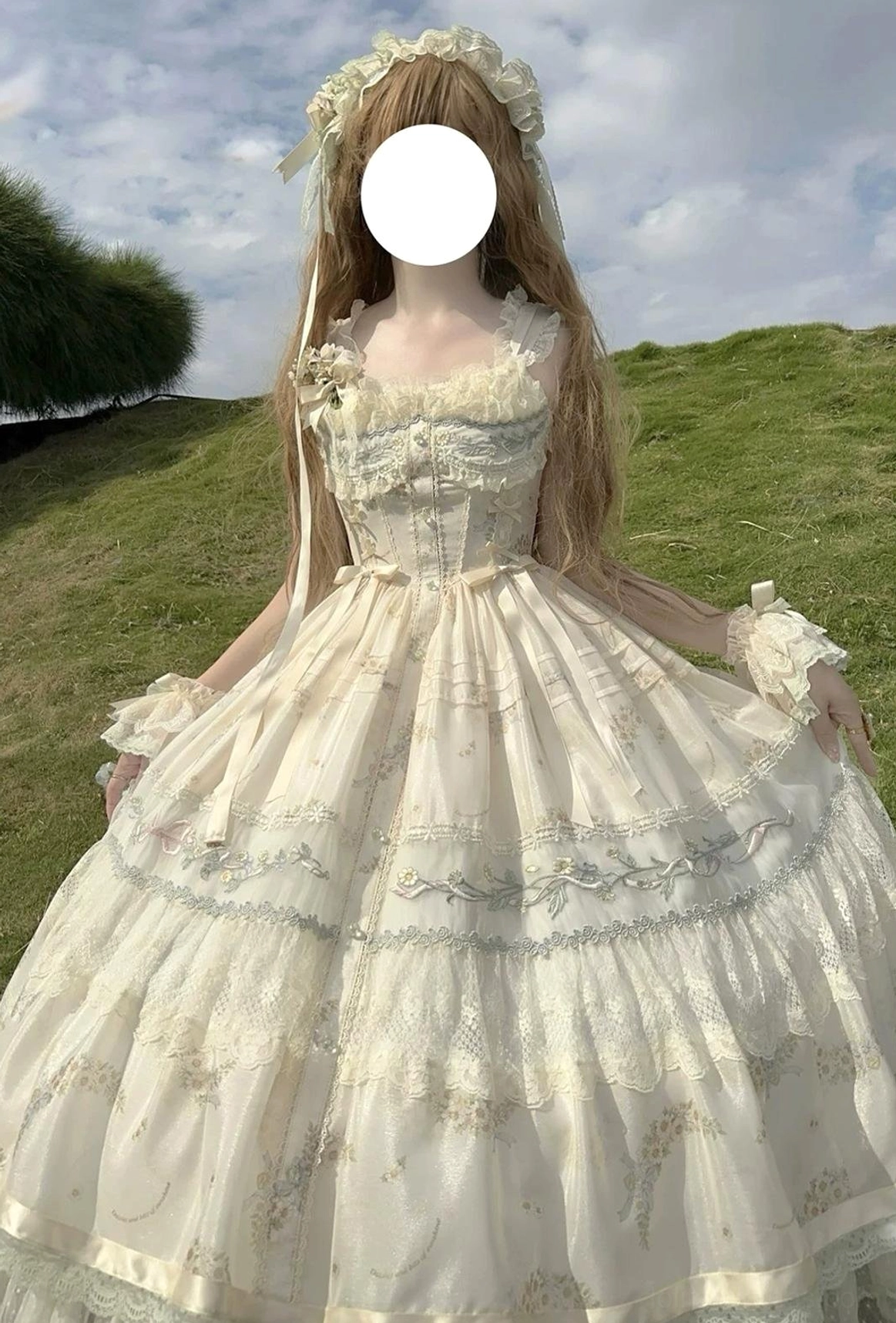 Daisy Poetry lolita collection cardigan close up sheer lace texture cream off-white color layering piece lolita fashion accessory