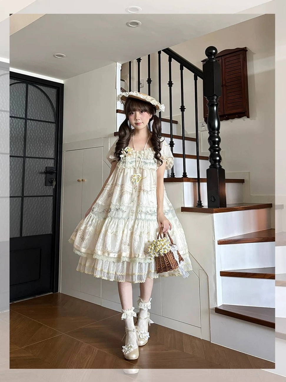 Daisy Poetry lolita OP dress elastic back neckline comfort fit relaxed classic lolita one-piece casual styling versatile