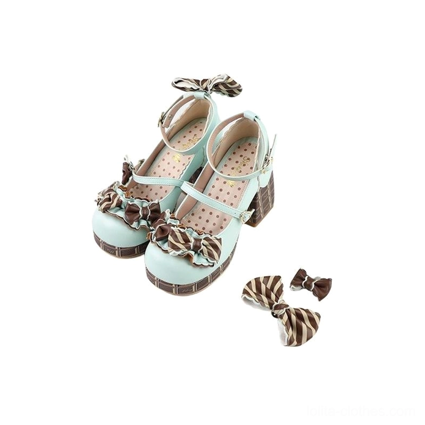Dark chocolate sweet lolita mary jane heels styled coordinate inspiration with lolita dress and vintage accessories