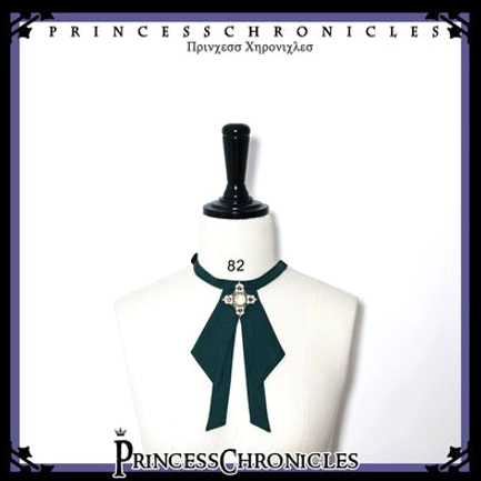 Dark green bow tie Ouji accessory size 80 cross metal decoration detachable lolita fashion