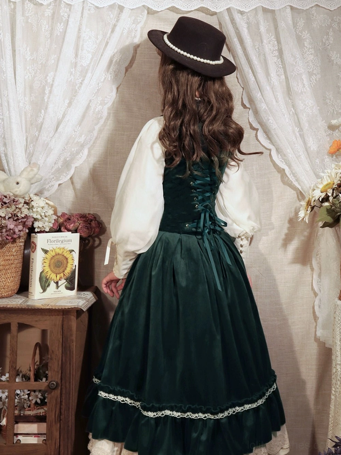 Dark green muted earth tone lolita waistcoat natural organic fashion coordination