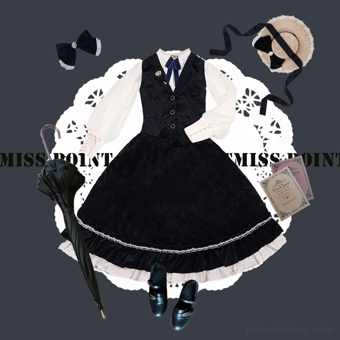 Dark green lolita waistcoat earthy muted tone bridging natural organic aesthetic