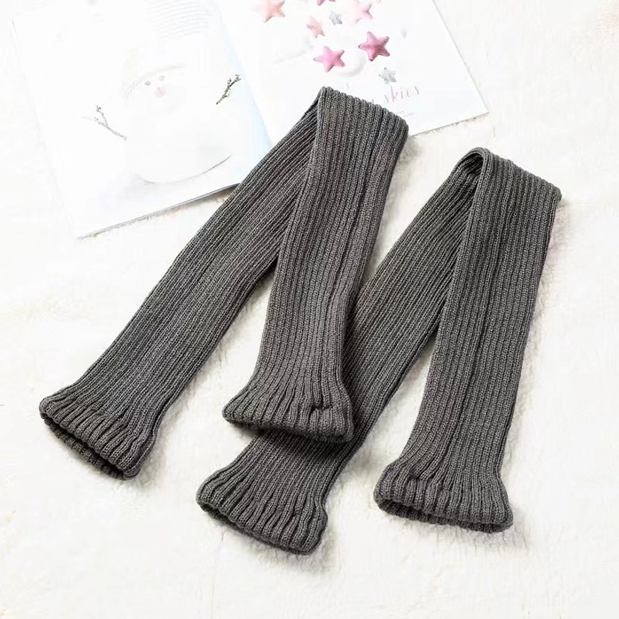 Dark grey slouchy knit lolita leg warmers 80cm thigh-high length dramatic winter coord