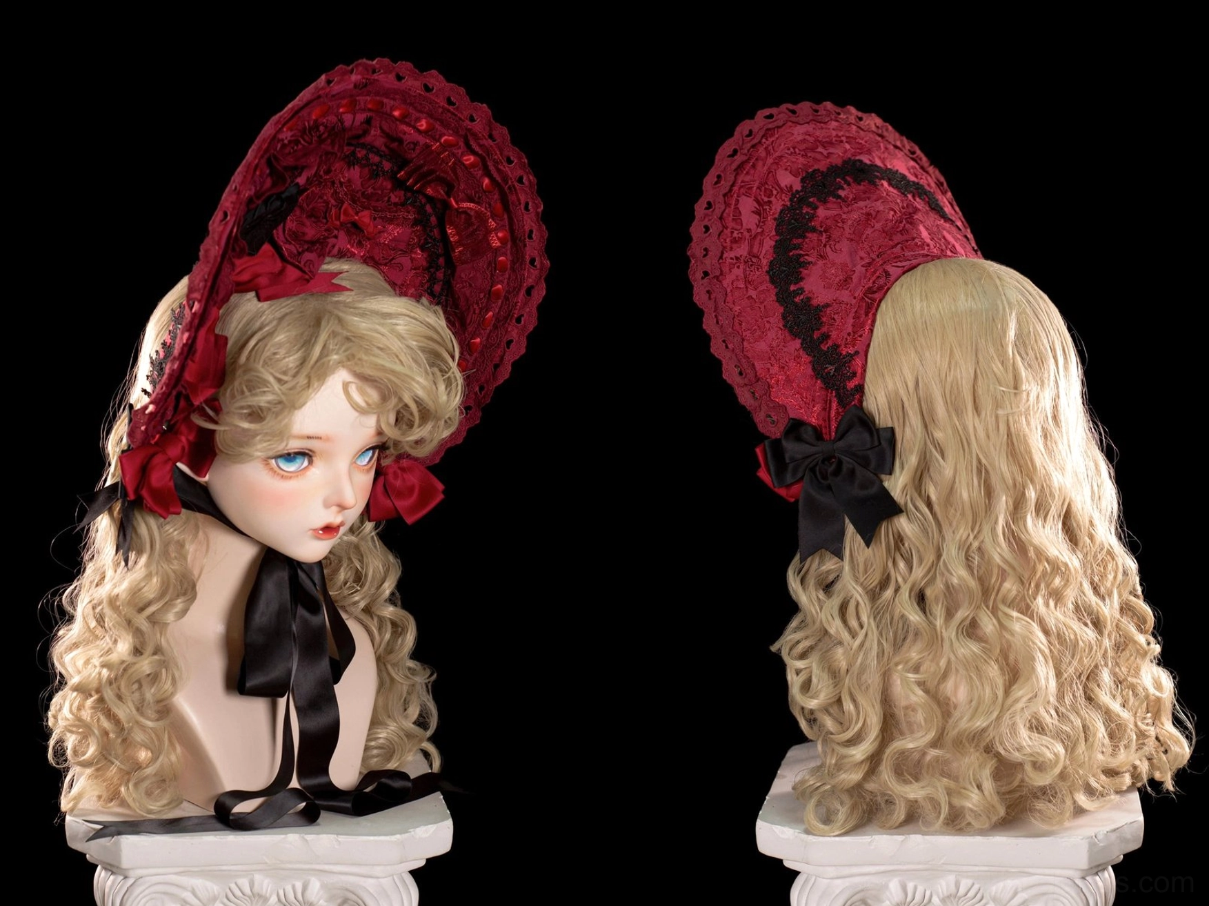 Dark red lolita cape bonnet classical elegant color burgundy vintage Victorian inspired
