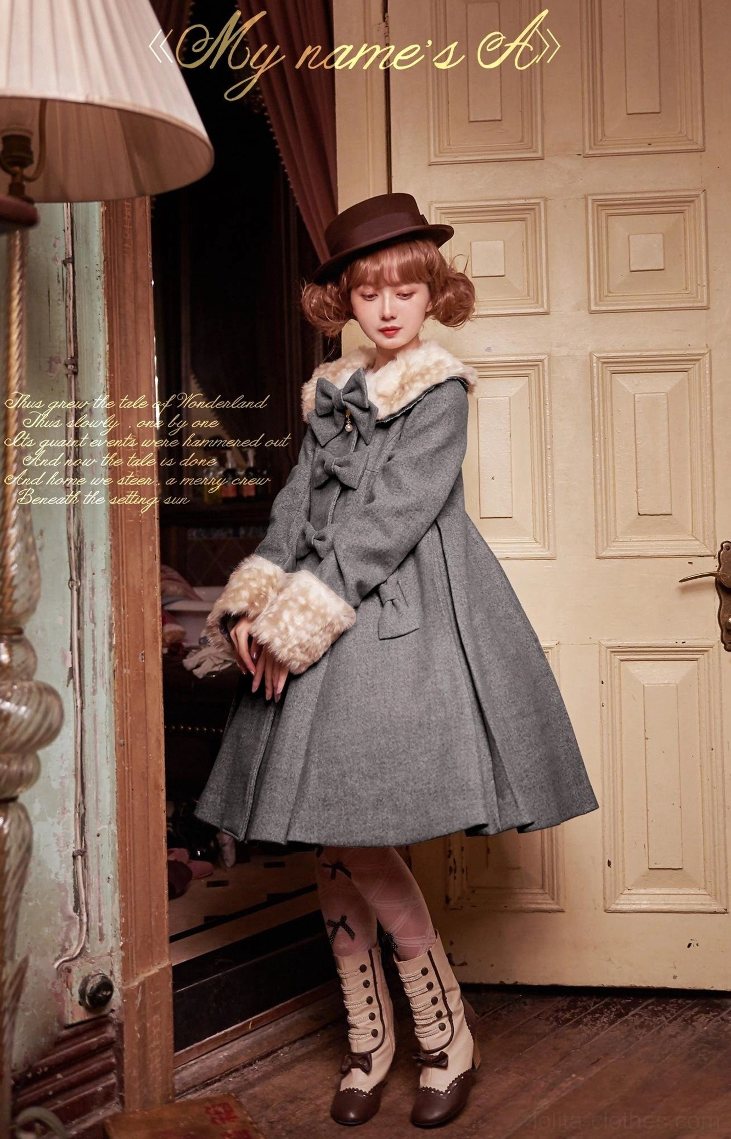 Dark sesame gray lolita overcoat sophisticated neutral color elegant professional appearance