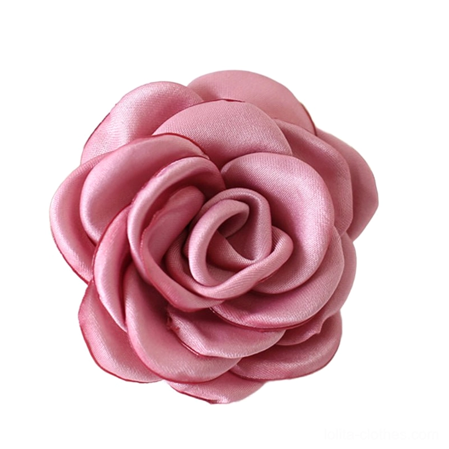 Deep purple fabric rose brooch and hair clip accessory for gothic Lolita fashion coordinate styling suggestions