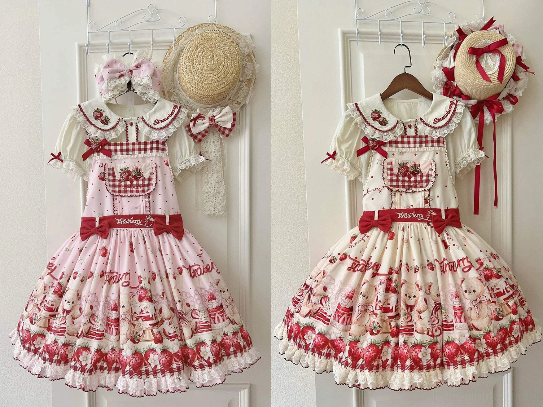 Detachable waist tie bow accent for sweet lolita salopette jsk shown in detail shot, interchangeable bow design for customizable styling options