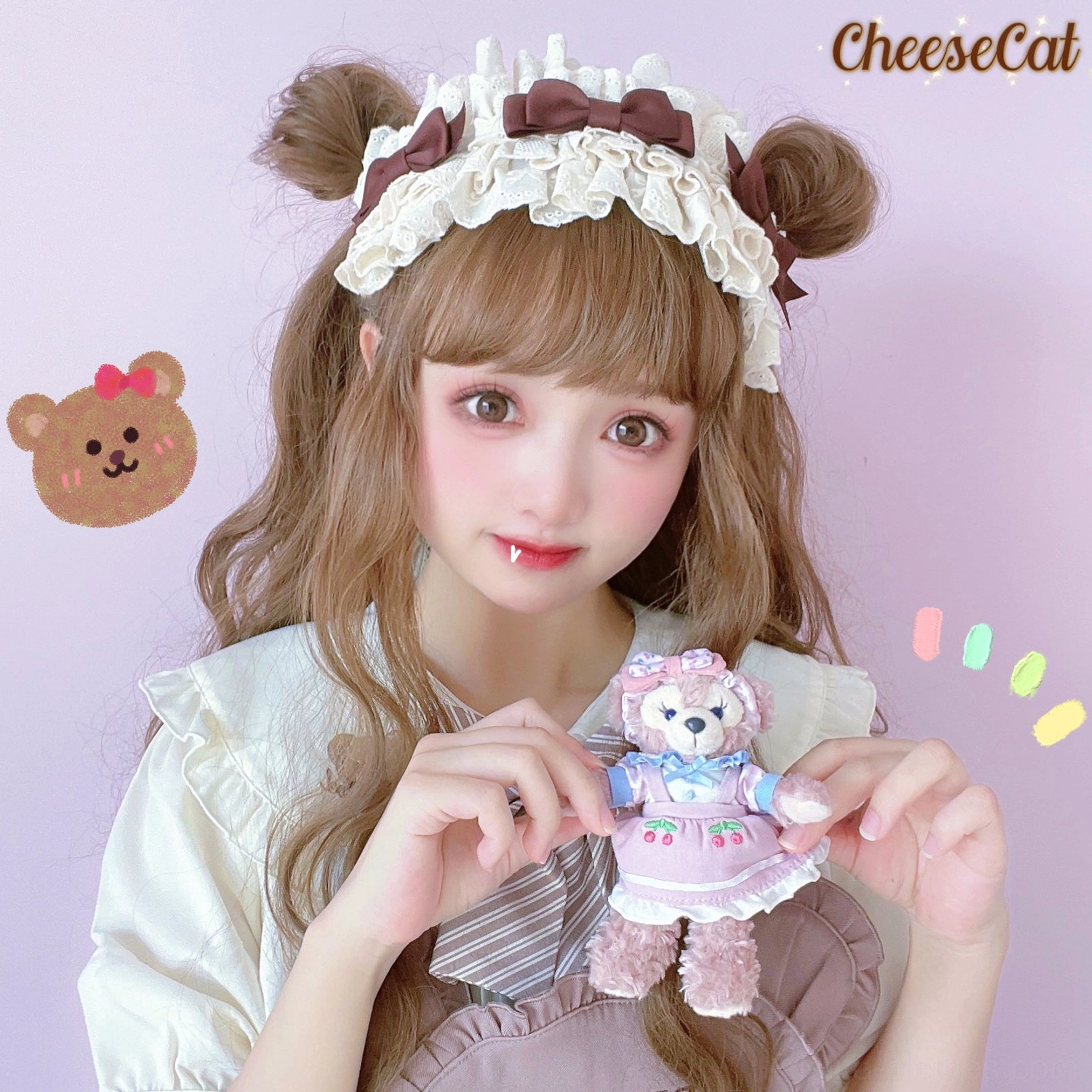 Cotton lolita headdress adjustable lace side ties showing closure mechanism and secure fit system designed for comfortable all-day wear with various hairstyles and head sizes