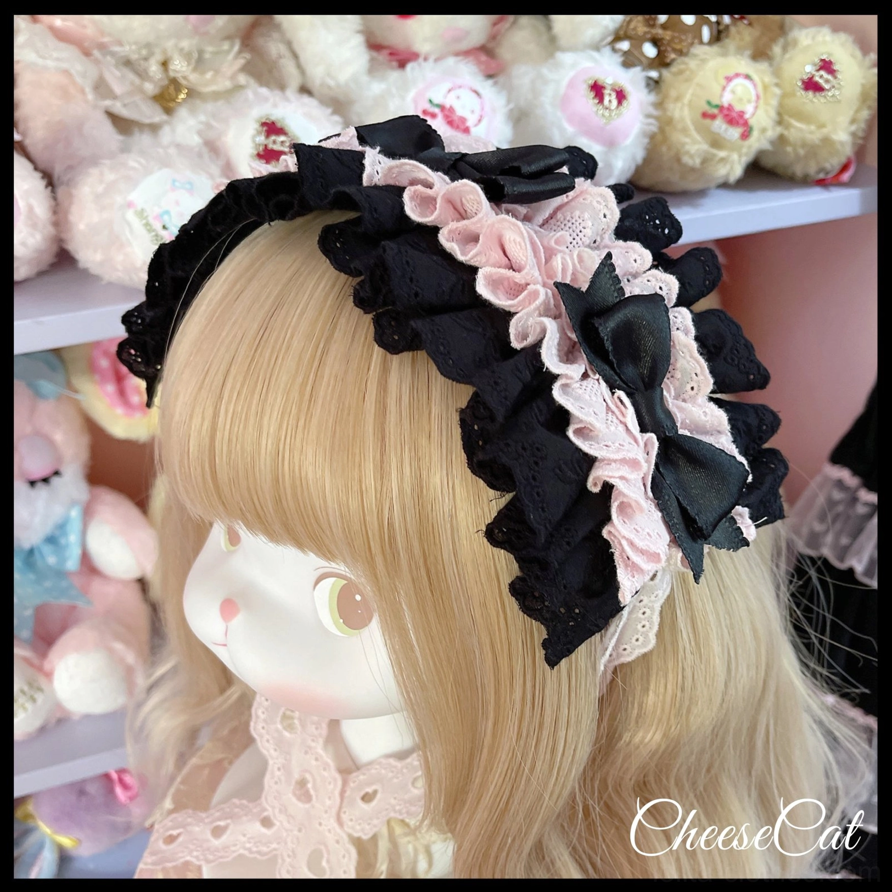 Blue and white cotton lolita headdress showing fresh nautical-inspired sweetness with layered lace and bow details suitable for blue dress coordination and maritime-themed lolita styling