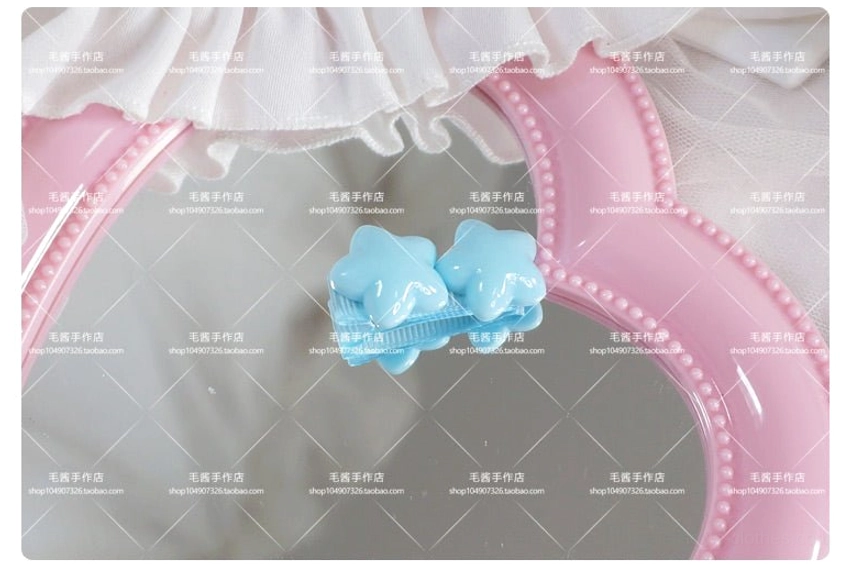 Double blue star hair clip with bright pastel blue glossy star beads and durable metal clip mechanism