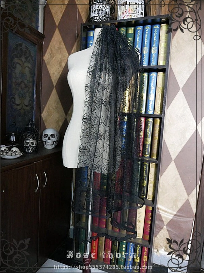 Double layer long spider web veil detachable lolita accessory enhancement gothic theatrical aesthetic