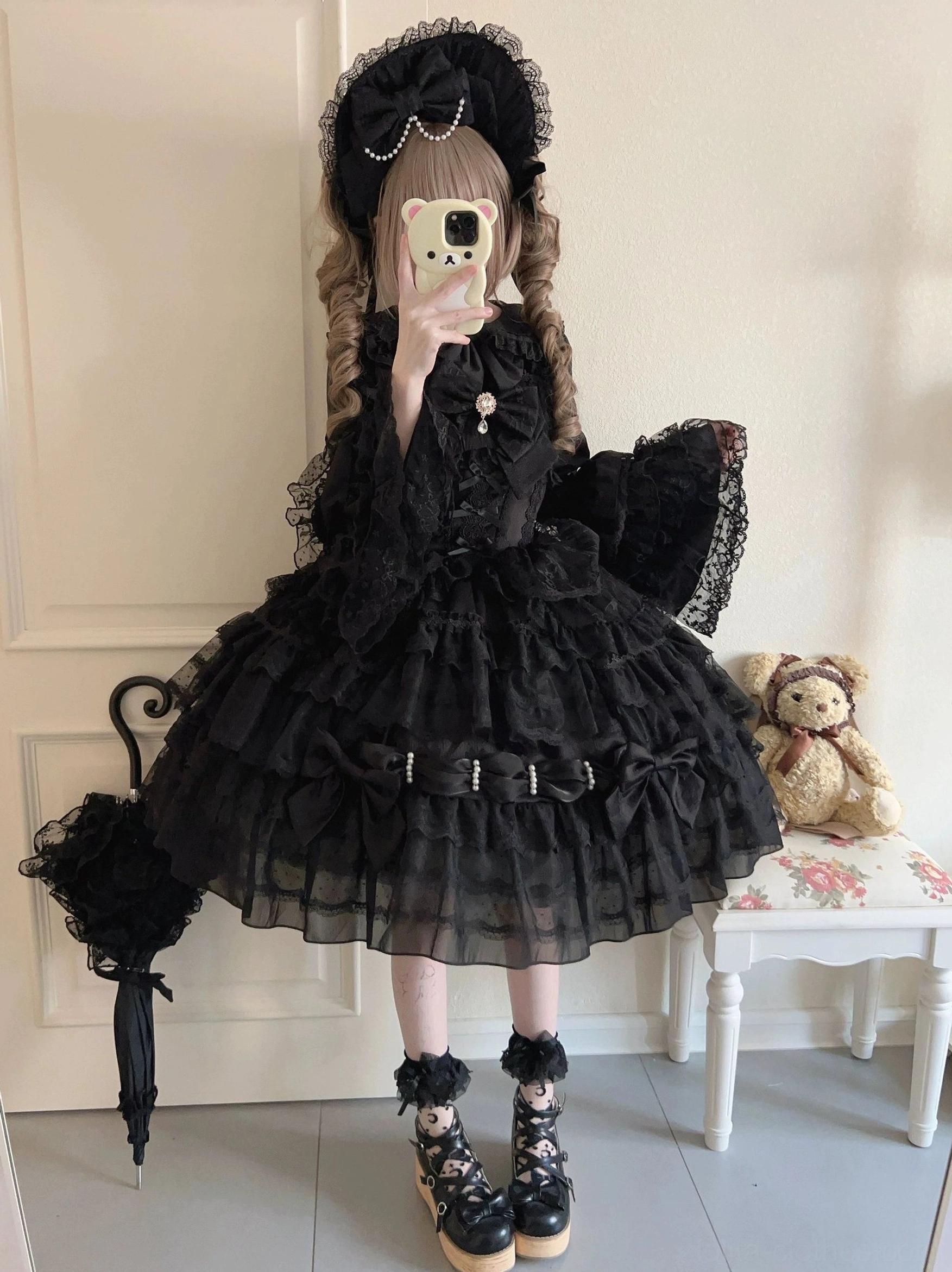 Back trailing bow BNT attachment for Dream Prelude Lolita JSK dress enhancing silhouette and dramatic back presentation