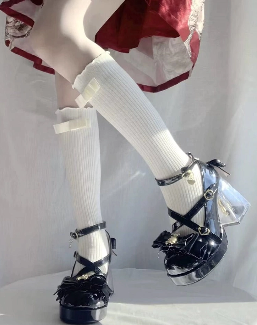 Dreamy bear sweet lolita platform heels for cosplay and themed events, costume coordination options, character aesthetic enhancement, fairy tale themed styling, magical girl aesthetic inspiration