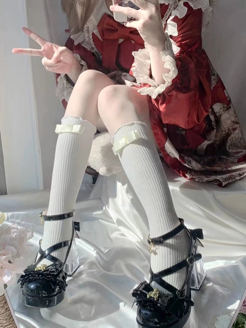 Sweet lolita platform heels perfect for lolita fashion meetups and community events, styling for special occasions, themed event wear demonstration, lolita community gathering outfit inspiration