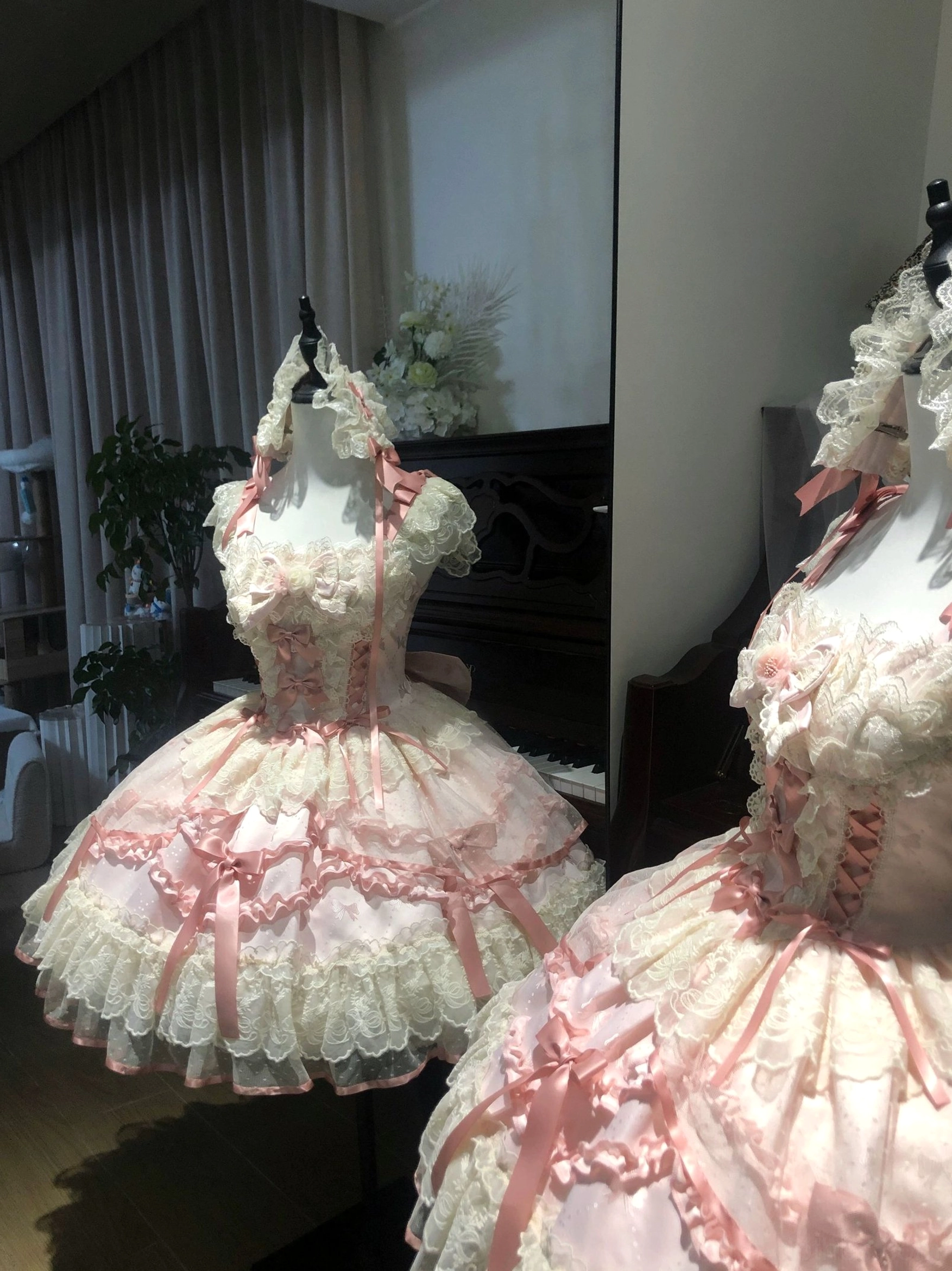 Dreamy Butterfly ballet-inspired sweet lolita jumper skirt care instruction guide showing proper washing temperature, delicate cycle method, and maintenance for long garment lifespan