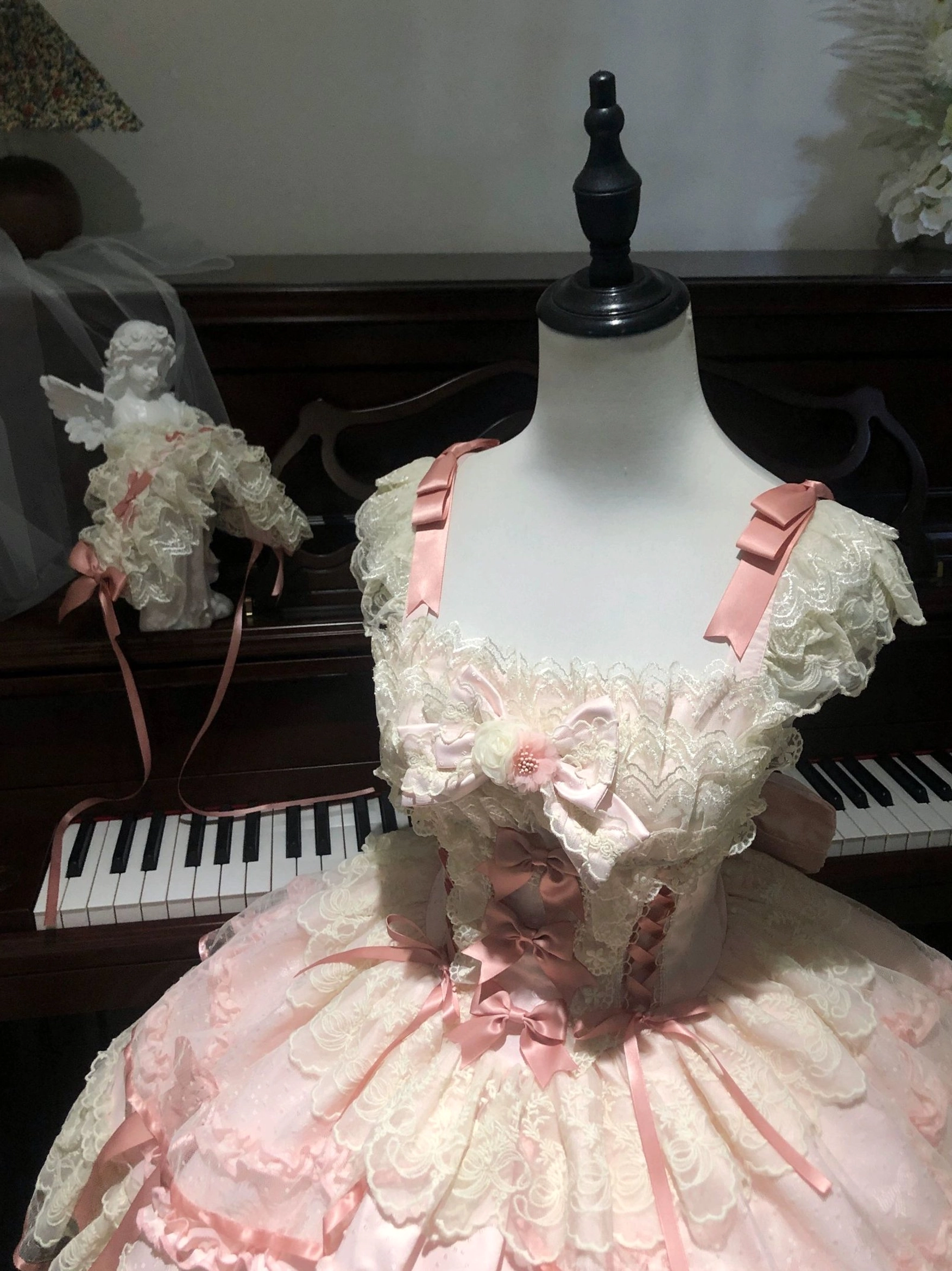 Sweet lolita JSK dress multiple color options displayed including pink and blue variants, allowing customers to select their preferred colorway for the Dreamy Butterfly design