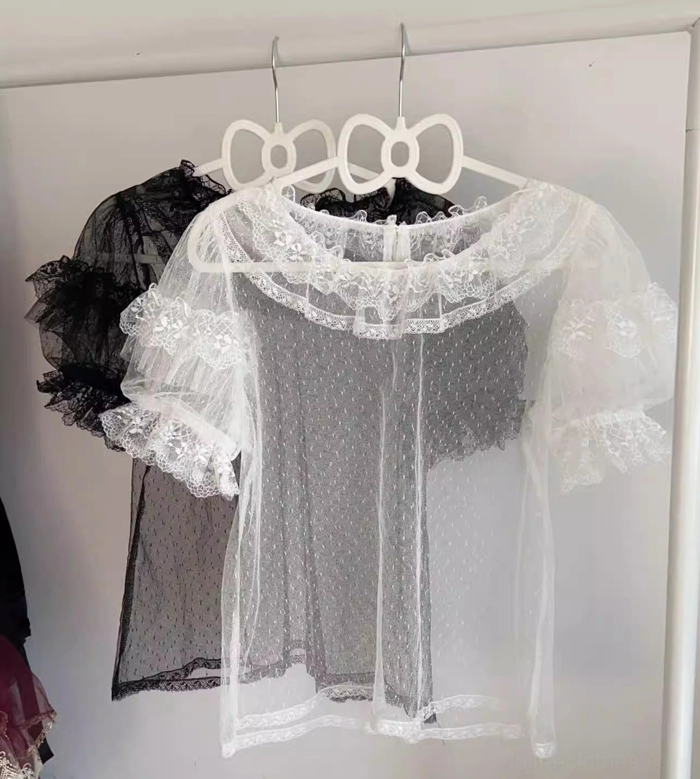 Sweet lolita blouse in white color perfectly coordinating with the Dreamy Butterfly JSK dress, ideal for creating traditional and polished complete sweet lolita fashion looks