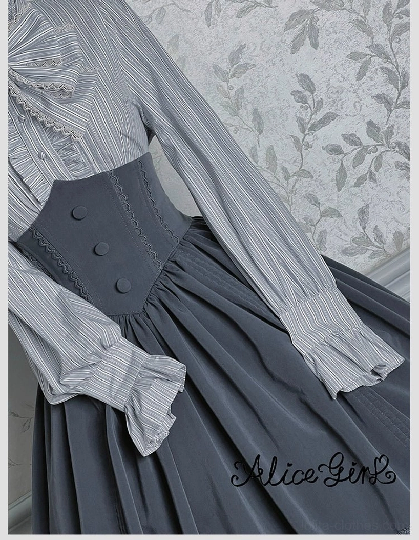 Duke of Victoria classic lolita gray-blue colorway cool-toned sophisticated palette aesthetic detail flat lay