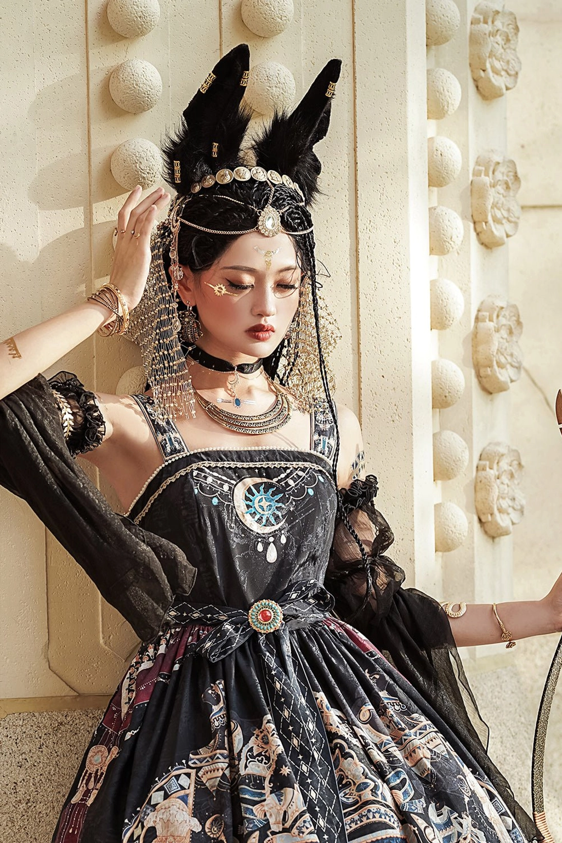Dusk Bester black Egyptian Lolita JSK alternative styling option with gothic aesthetic interpretation