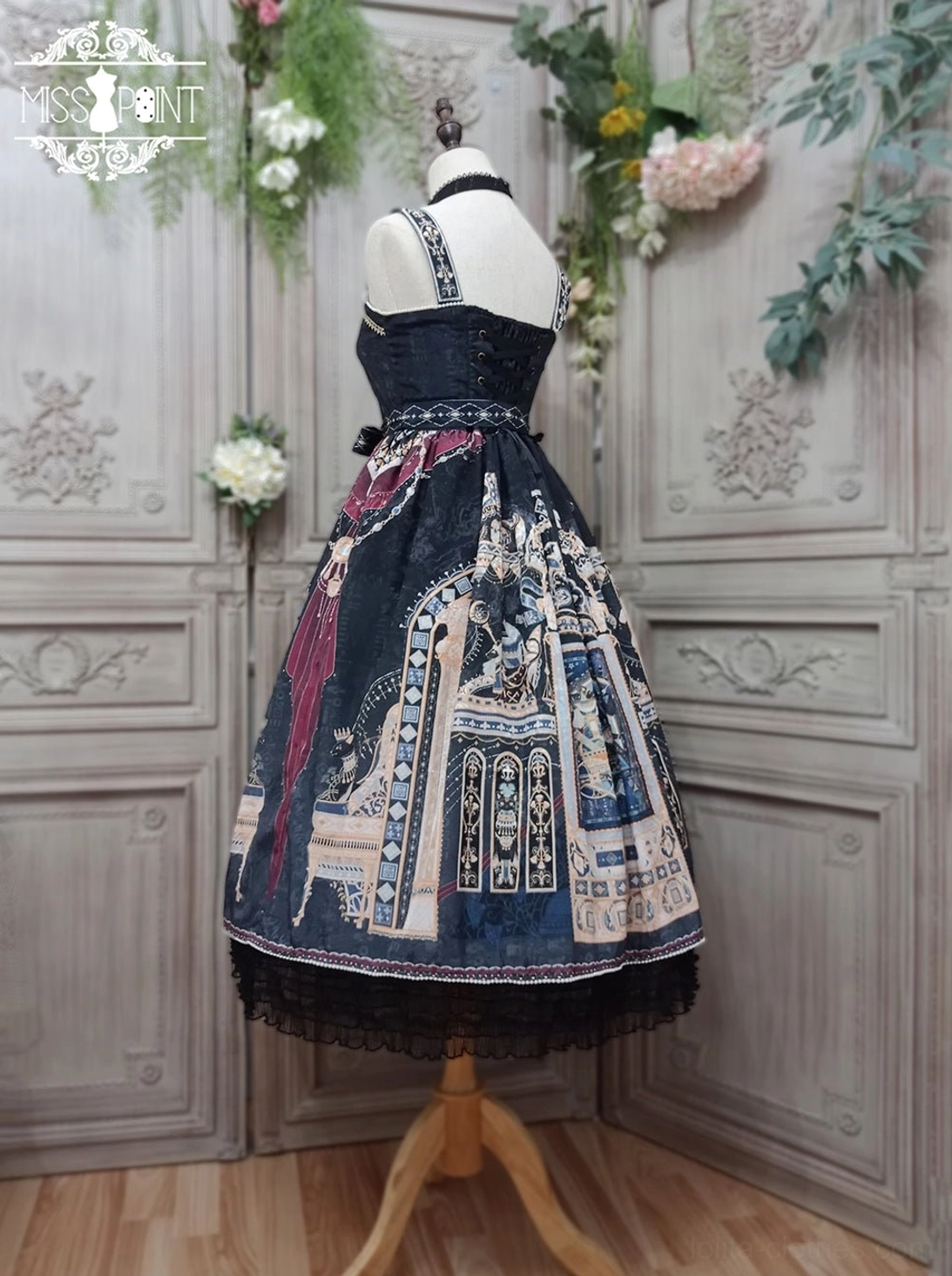Egyptian Lolita JSK three-quarter angle view showing silhouette volume tiered layers and overall design