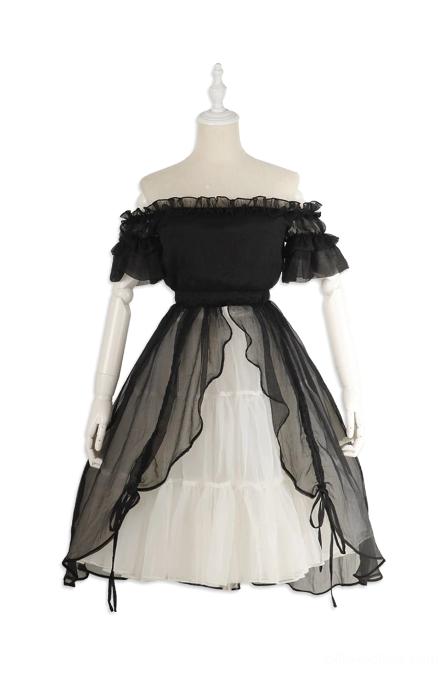 Elegant lolita bear print black inner dress underskirt standalone piece separate component