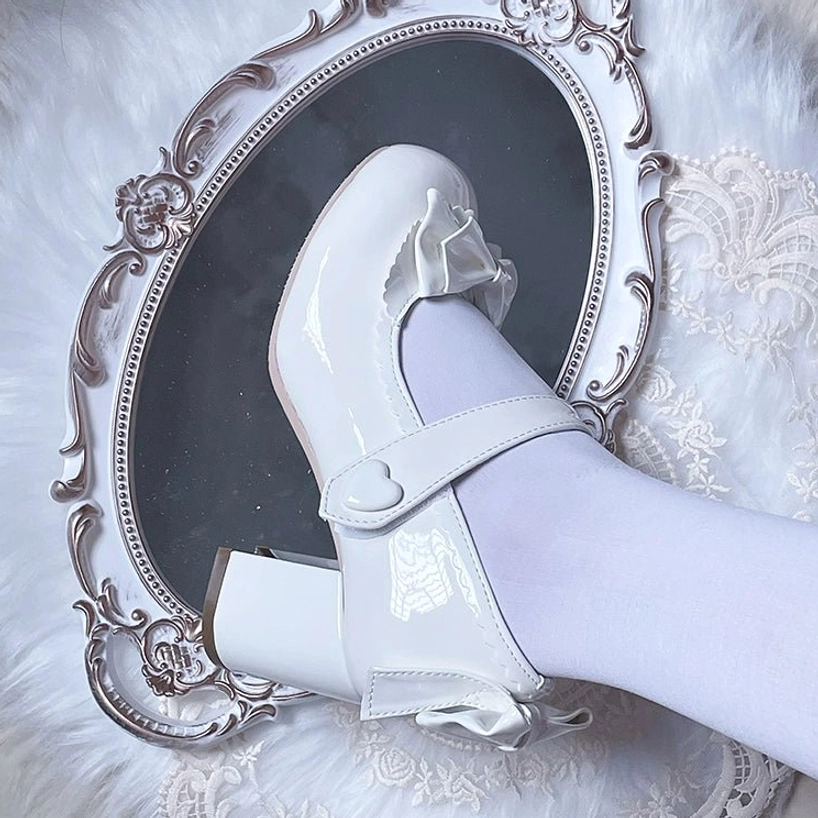 Enchanted Mary Jane Lolita heels in multiple colorways showing design versatility and color options available