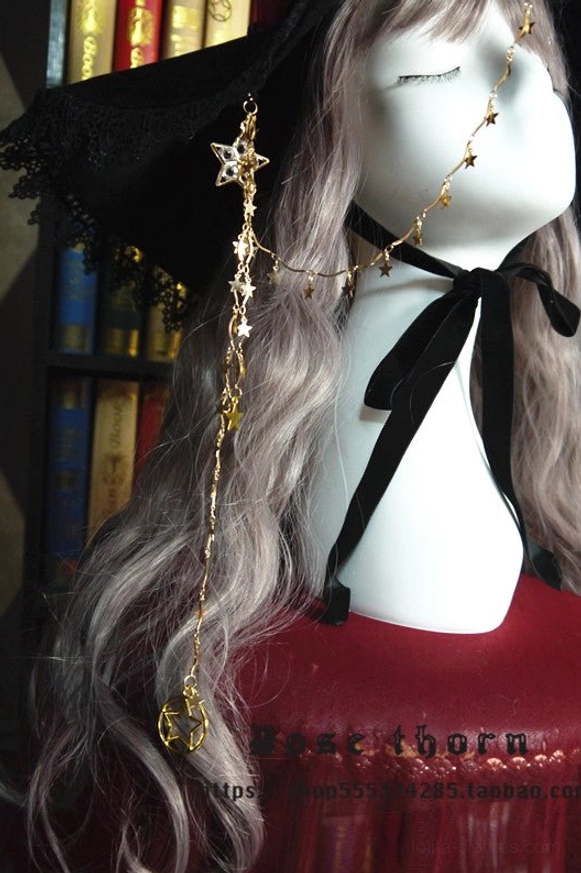 Enchanted star twinkle velvet lolita witch hat showcasing intricate design details and versatile styling potential for gothic lolita fashion