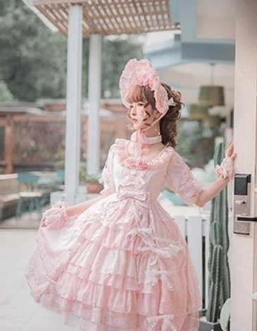 Ethereal Sweet Lolita OP dress showcasing interchangeable hem bows and customizable styling options for versatile lolita coordinates
